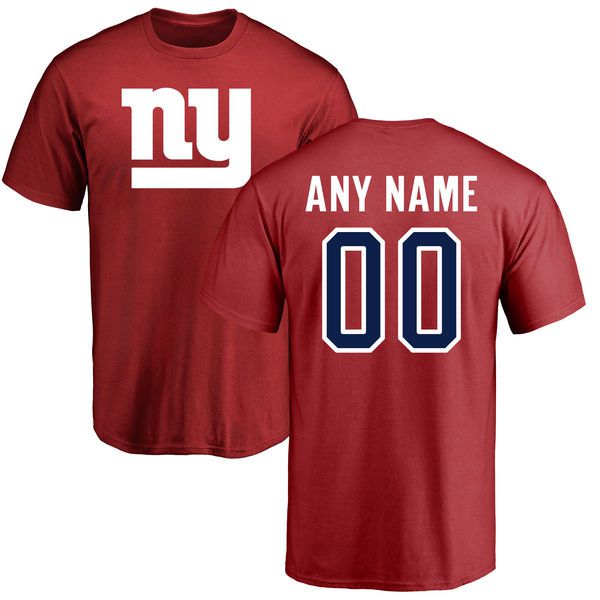 Men New York Giants NFL Pro Line Red Custom Name and Number Logo T-Shirt